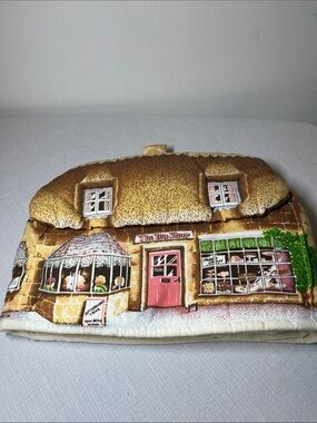 Quilted Cottage Teapot Cozy in Warm Yellow and Brown. THE TEA SHOP